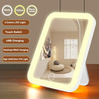 3 Farben LED Kosmetikspiegel mit Touchscreen USB wiederaufladbar Dimmbarer Schminkspiegel 3 Helligkeiten tragbar Erfolg Aktiv