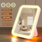 3 Farben LED Kosmetikspiegel mit Touchscreen USB wiederaufladbar Dimmbarer Schminkspiegel 3 Helligkeiten tragbar Erfolg Aktiv