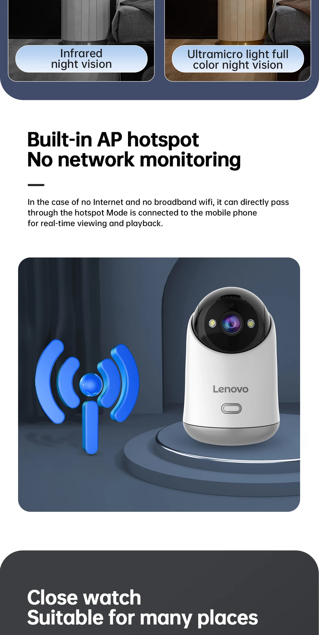 Lenovo 5MP WiFi Camera Smart Home Indoor IP Camera Full Color Night Auto Tracking Security CCTV Surveillance Baby Monitor