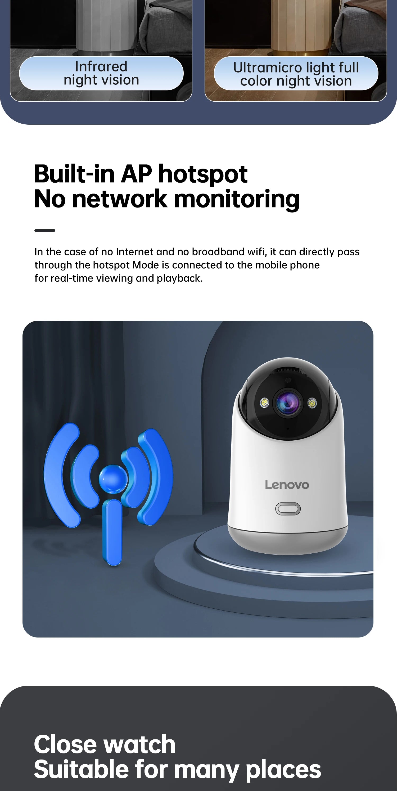 Lenovo 5MP WiFi Camera Smart Home Indoor IP Camera Full Color Night Auto Tracking Security CCTV Surveillance Baby Monitor