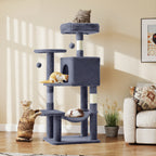 44 Inch Cat Tree Tower, Multi-Cat Climbing Tower With, Natural Sisal Scratching Posts, Extended Platform, Hammock